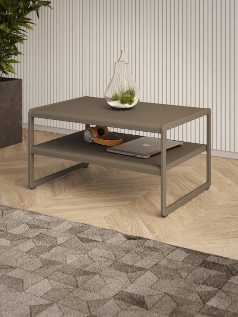 Qubi dohányzóasztal (Nagy) – modern design fém dohányzóasztal alsó polccal