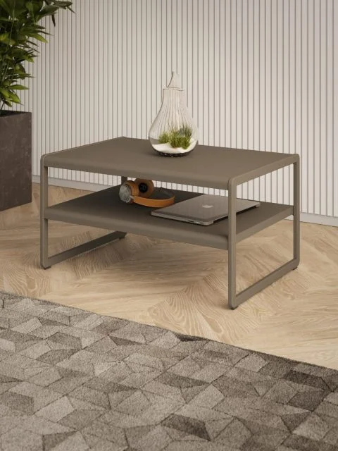 Qubi dohányzóasztal (Nagy) – modern design fém dohányzóasztal alsó polccal
