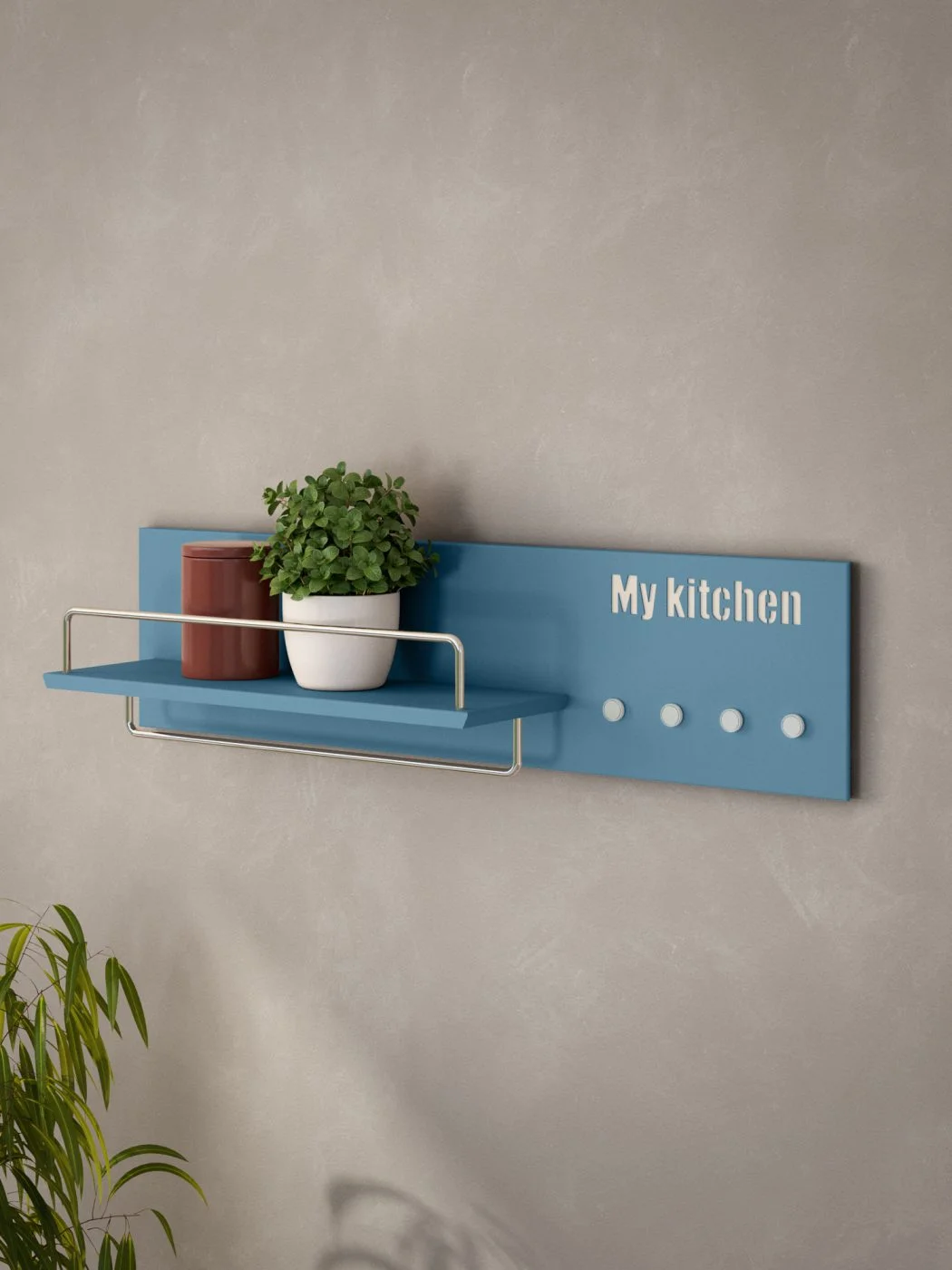 Modern Kitchen Wall Shelf with Magnetic Knife Holder – My Kitchen Large