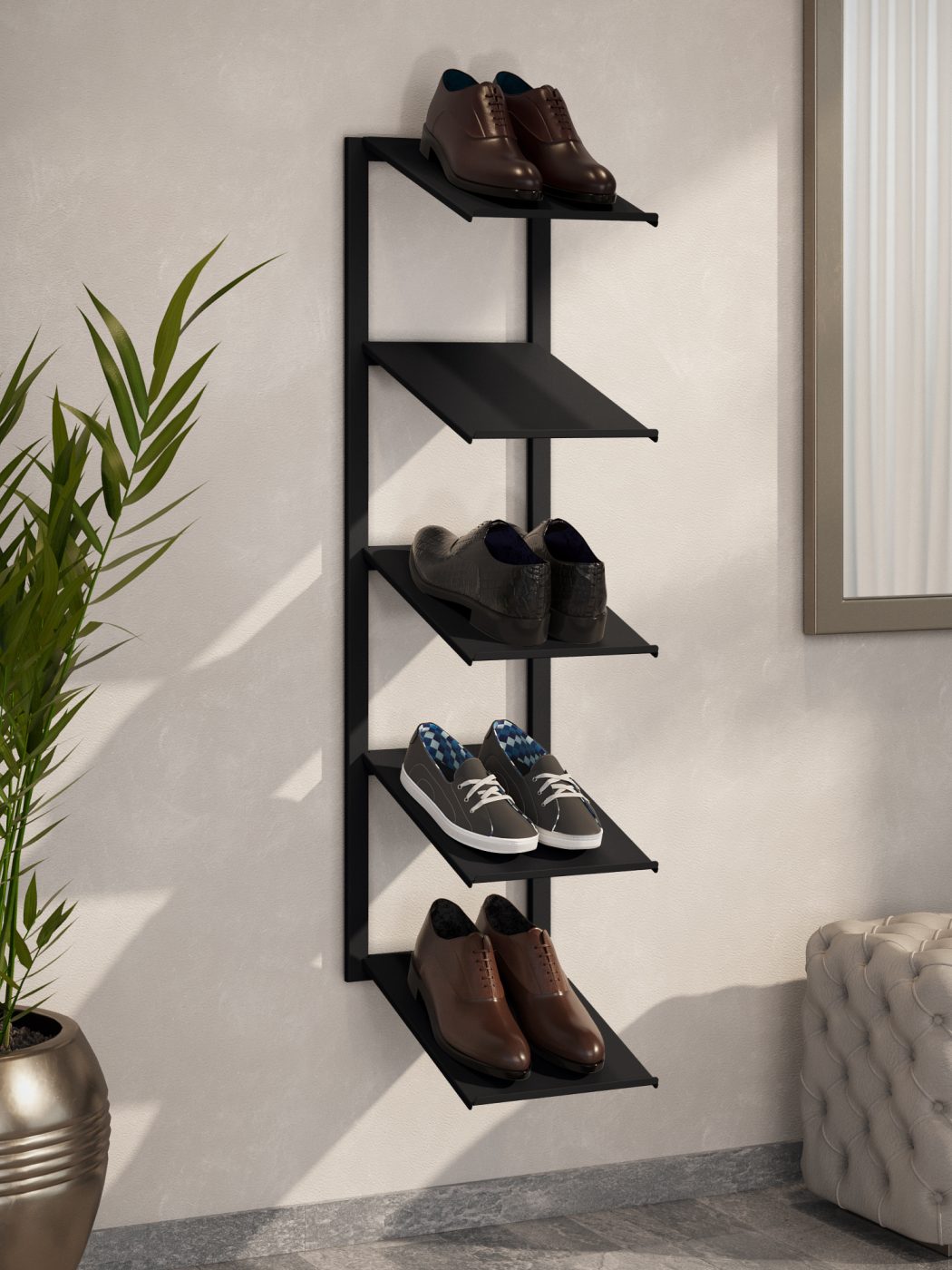 Small hallway furniture with modular hallway shelving system