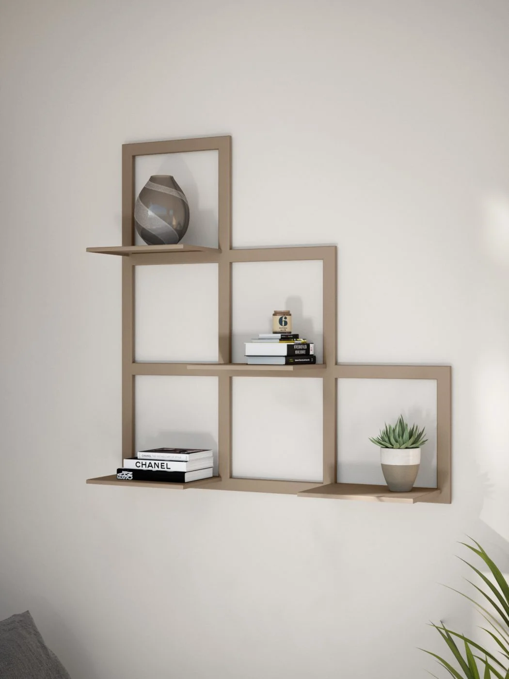 Quadry Sei Comparti Set – modernes modulares Wandregal aus Metall mit sechs Fächern