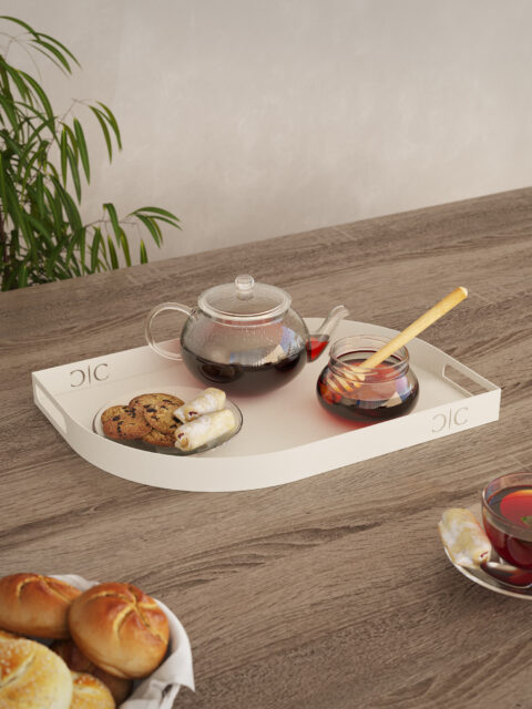 Curve Tray – modern fém tálca lágy, ívelt formavilággal